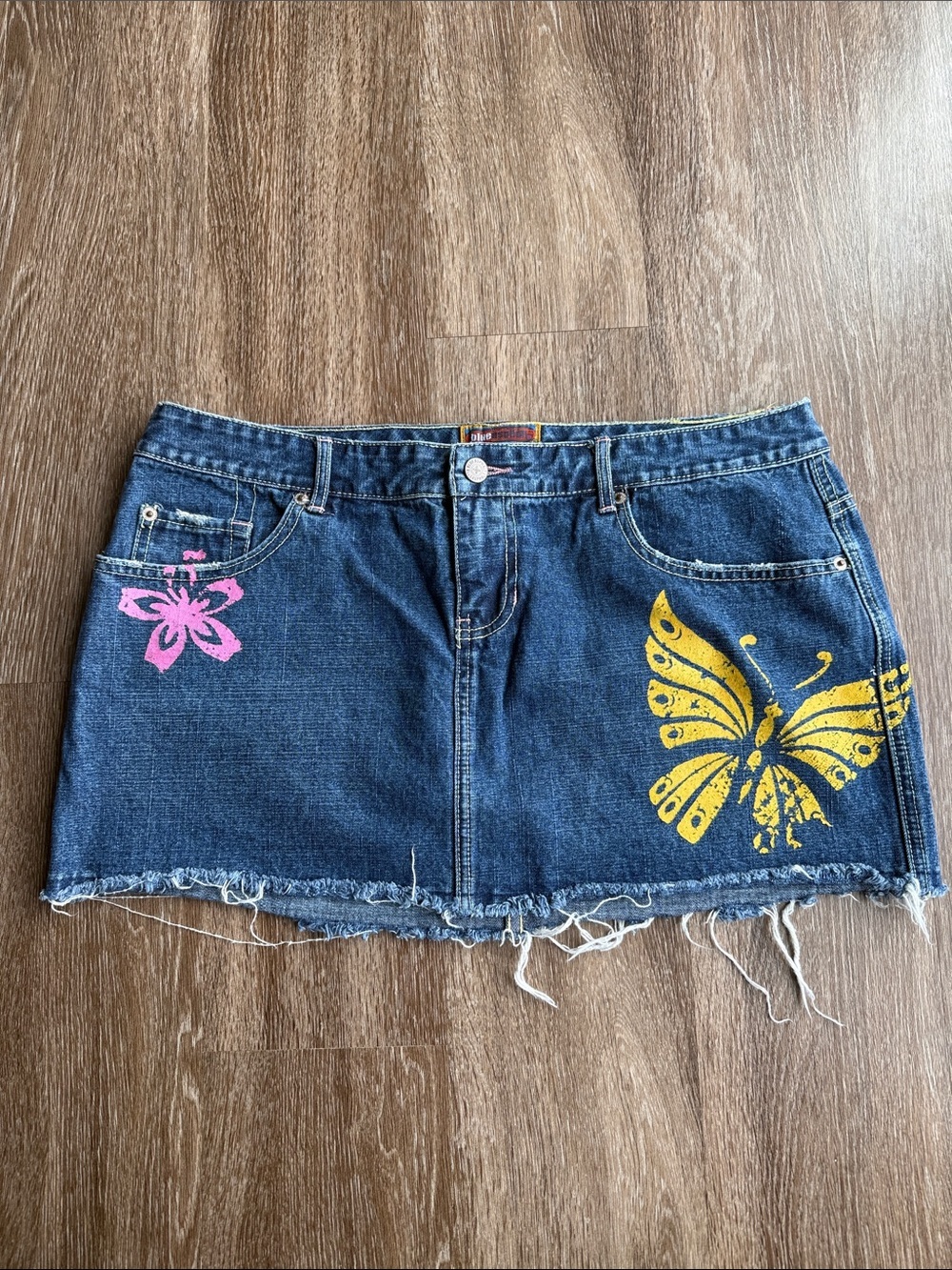 Blue Asphalt Y2K Butterfly Mini Skirt